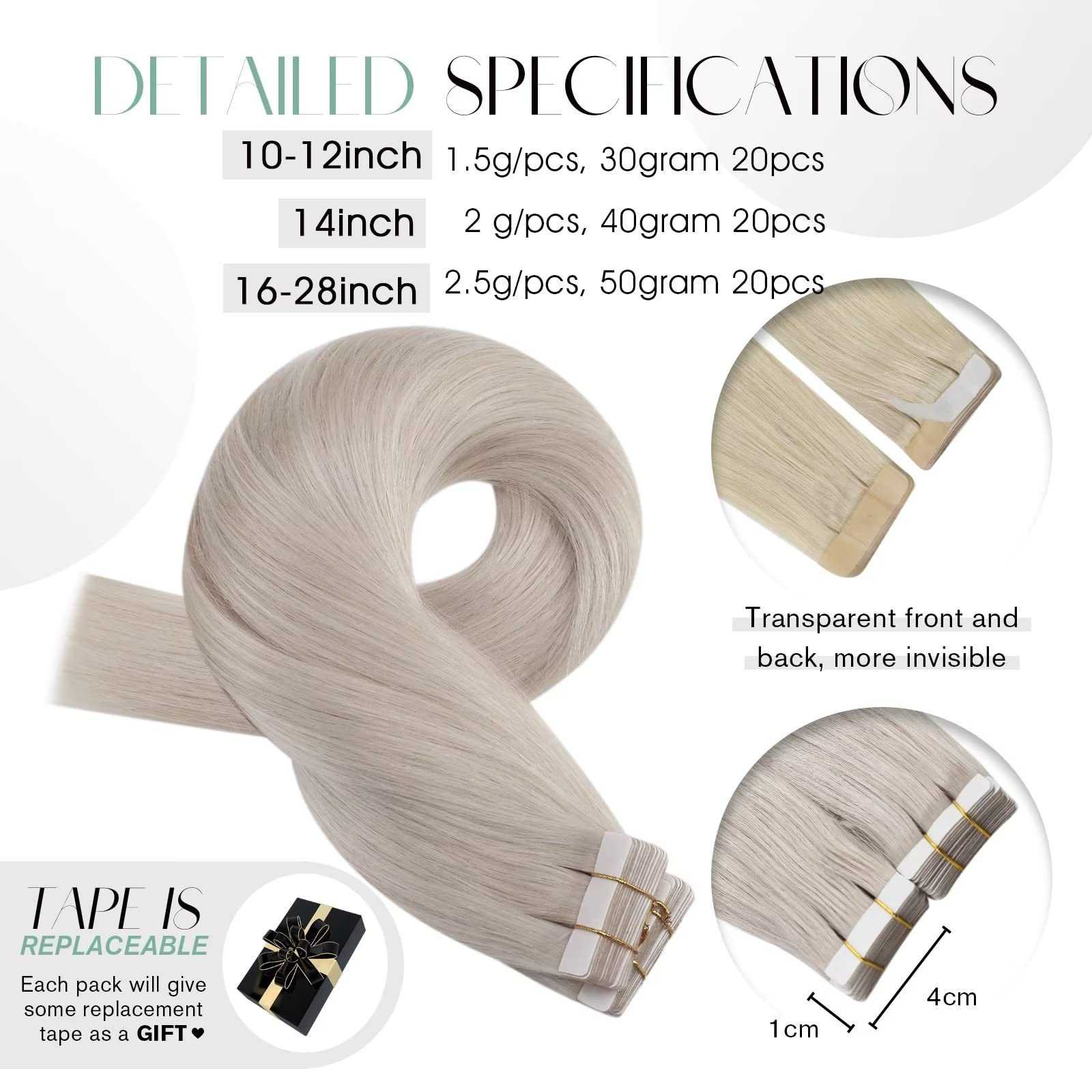 Tape in Hair Extensions 22 Inch Remy Tape in Extensions 20 Pieces 50 G - Image 28