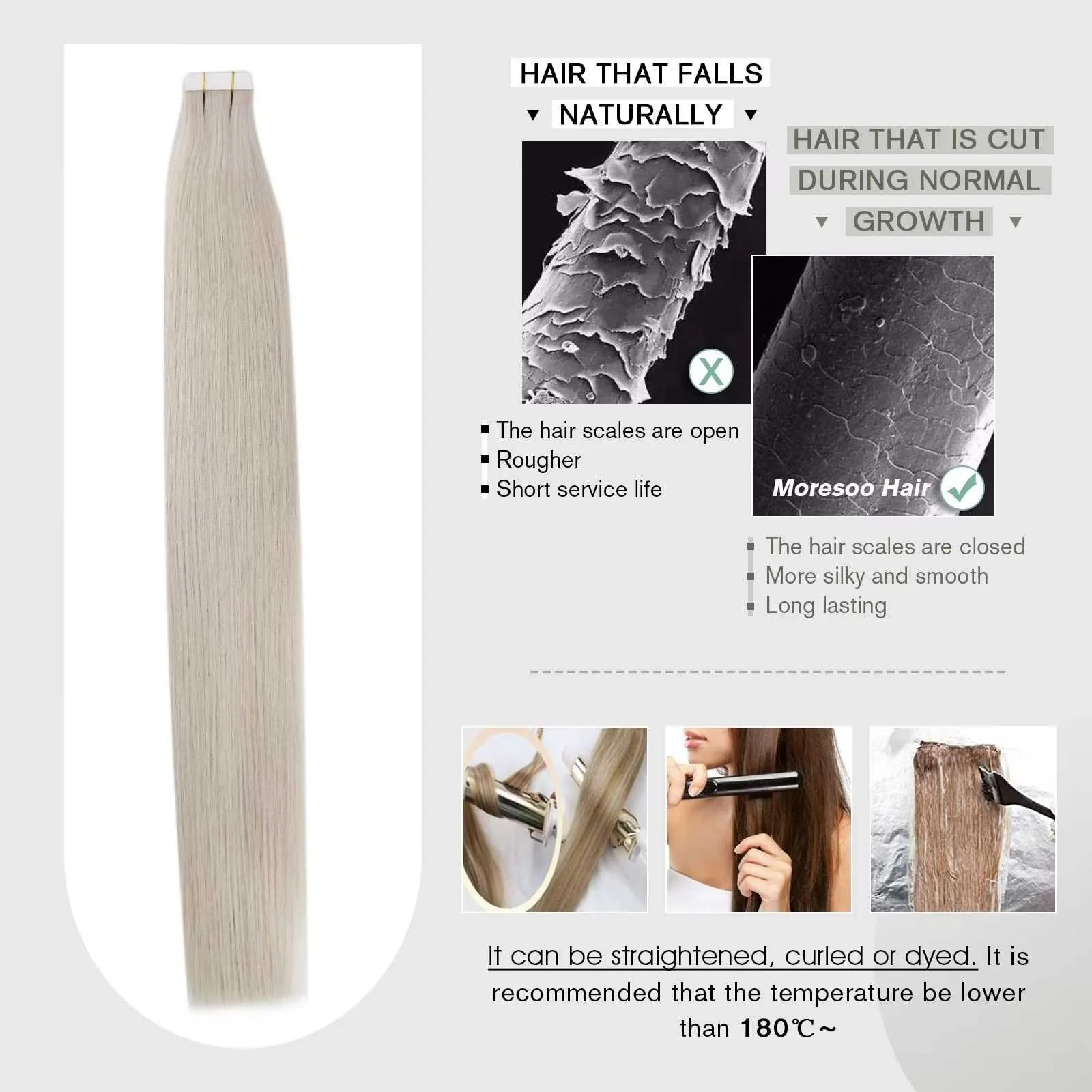 Tape in Hair Extensions 22 Inch Remy Tape in Extensions 20 Pieces 50 G - Image 29