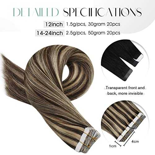 Tape in Hair Extensions 22 Inch Remy Tape in Extensions 20 Pieces 50 G - Image 4
