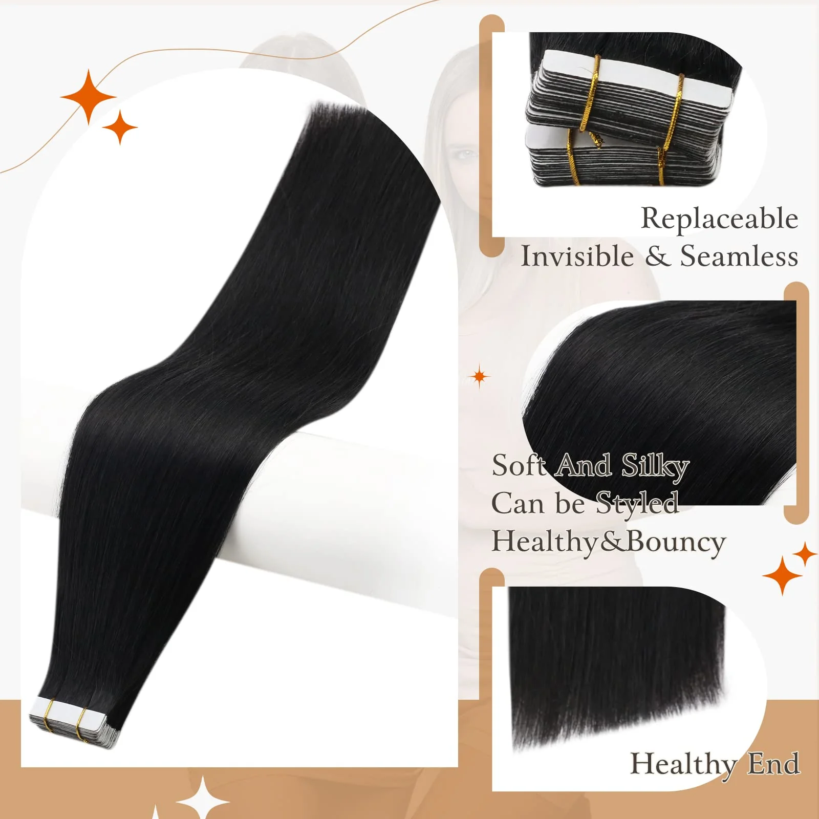 Tape in Hair Extensions Human Hair - Image 113