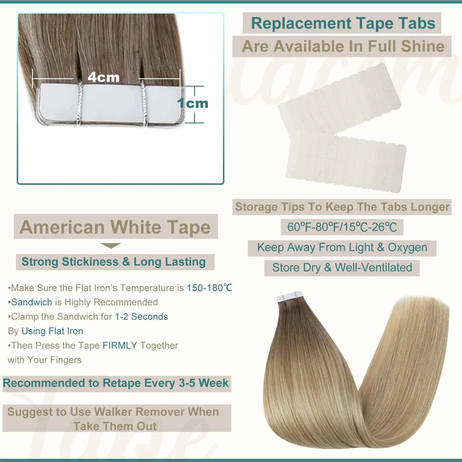 Tape in Hair Extensions Human Hair - Image 3