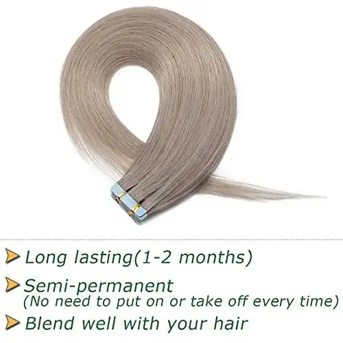 Grey Tape in Human Hair Extensions | 20 PCs 40g/pack - Image 4
