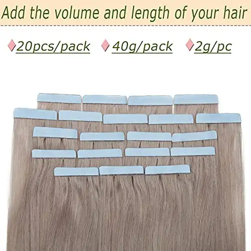Grey Tape in Human Hair Extensions | 20 PCs 40g/pack - Image 5