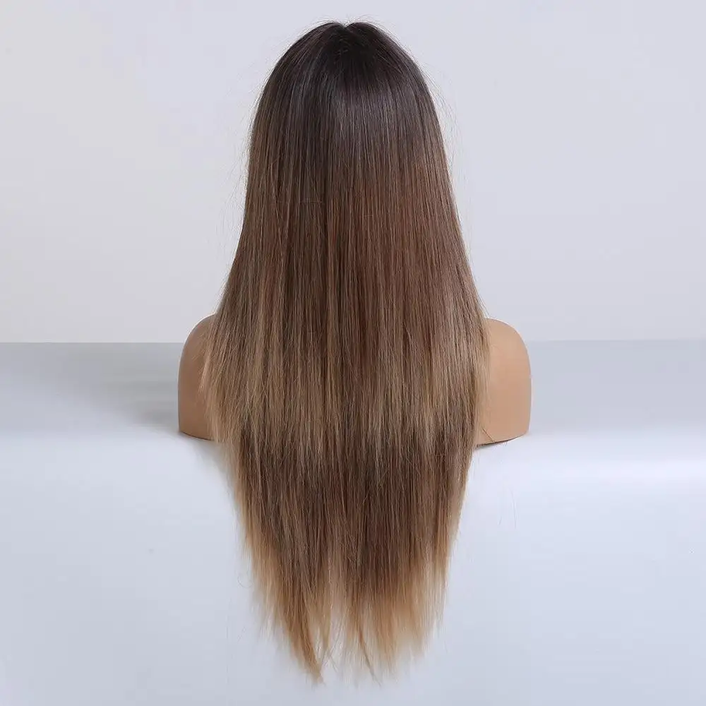 Tipped Ombre Long Straight Wig with Bangs - Image 4