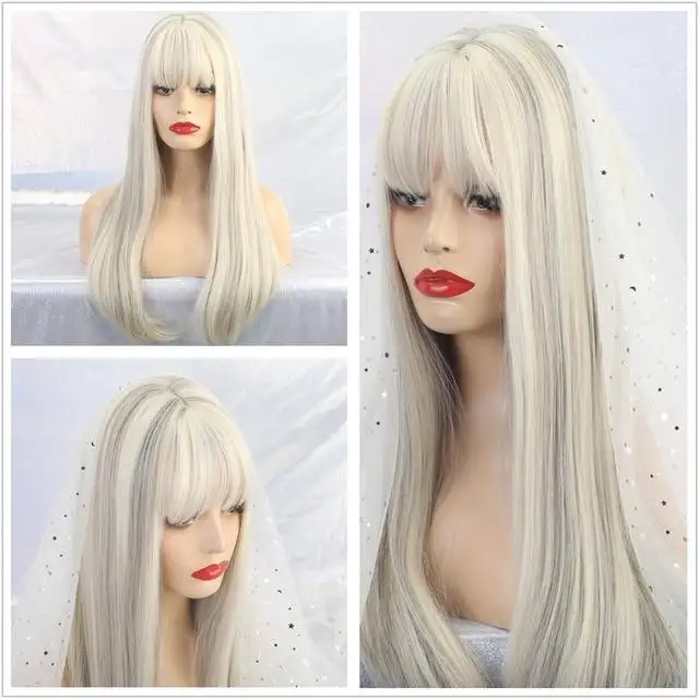 Tipped Ombre Long Straight Wig with Bangs - Image 6