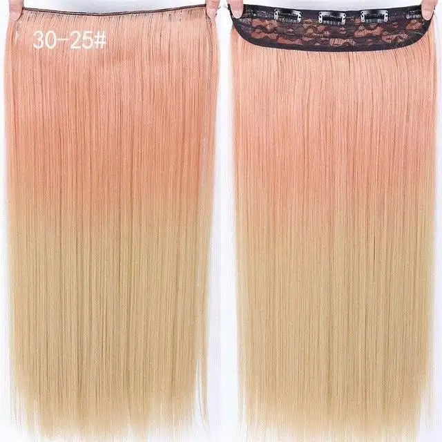 Two-Tone 24 Inch Long Straight Heat Friendly Clip in Hair Extension - Image 14