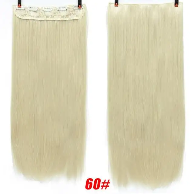 Two-Tone 24 Inch Long Straight Heat Friendly Clip in Hair Extension - Image 15