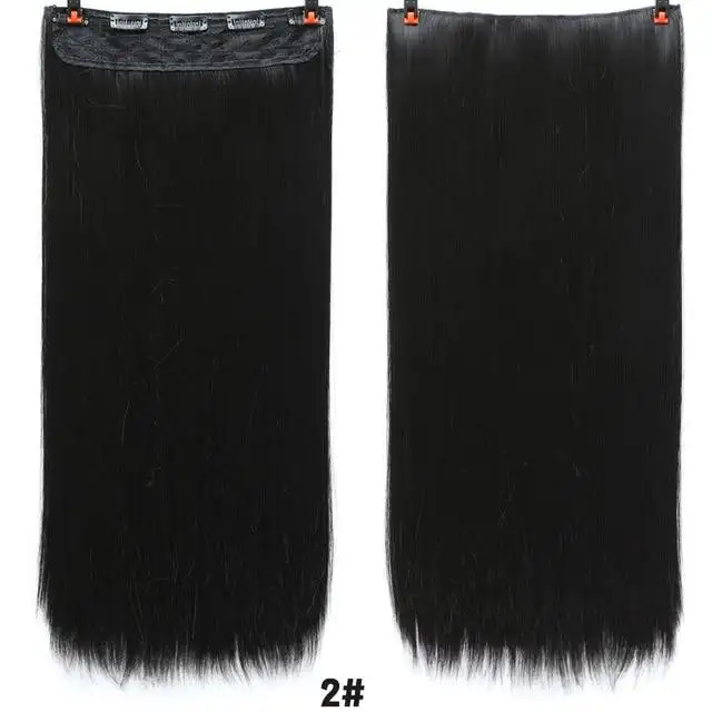 Two-Tone 24 Inch Long Straight Heat Friendly Clip in Hair Extension - Image 16