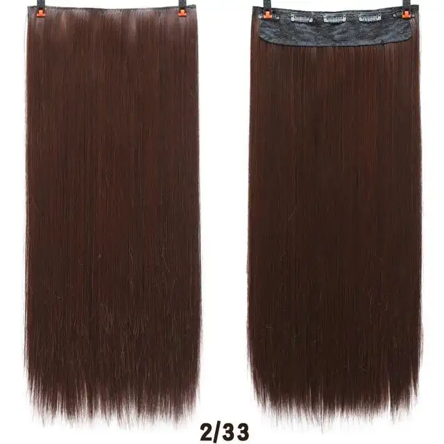 Two-Tone 24 Inch Long Straight Heat Friendly Clip in Hair Extension - Image 18