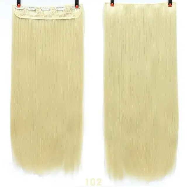 Two-Tone 24 Inch Long Straight Heat Friendly Clip in Hair Extension - Image 19