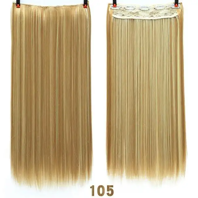 Two-Tone 24 Inch Long Straight Heat Friendly Clip in Hair Extension - Image 20