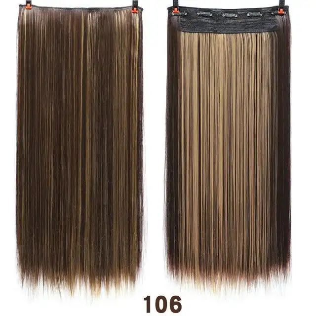 Two-Tone 24 Inch Long Straight Heat Friendly Clip in Hair Extension - Image 21