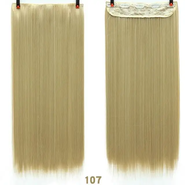 Two-Tone 24 Inch Long Straight Heat Friendly Clip in Hair Extension - Image 22