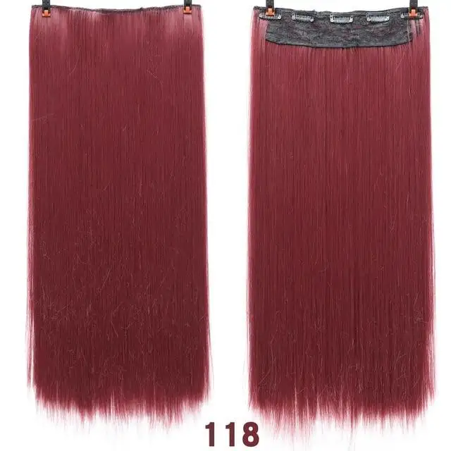 Two-Tone 24 Inch Long Straight Heat Friendly Clip in Hair Extension - Image 23