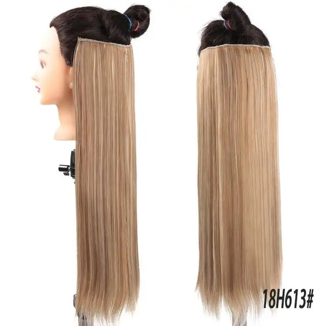 Two-Tone 24 Inch Long Straight Heat Friendly Clip in Hair Extension - Image 28