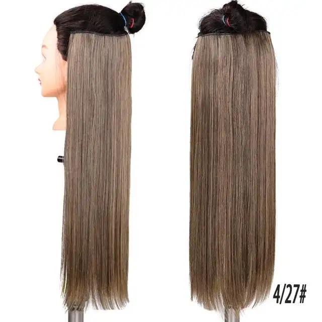 Two-Tone 24 Inch Long Straight Heat Friendly Clip in Hair Extension - Image 30