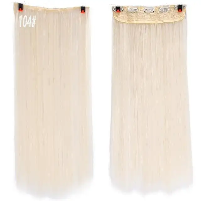 Two-Tone 24 Inch Long Straight Heat Friendly Clip in Hair Extension - Image 31