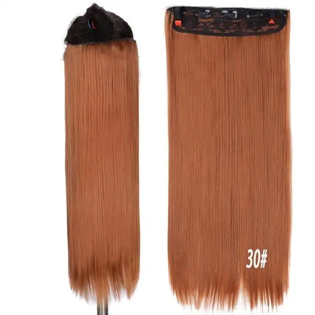 Two-Tone 24 Inch Long Straight Heat Friendly Clip in Hair Extension - Image 32