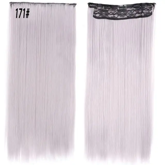 Two-Tone 24 Inch Long Straight Heat Friendly Clip in Hair Extension - Image 33