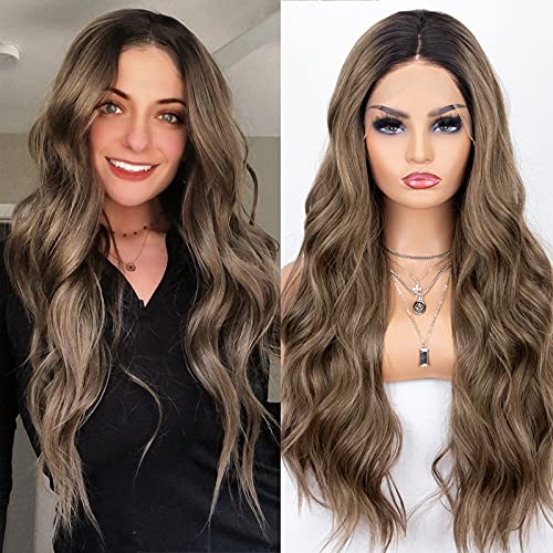 Two-Tone Ash Brown Ombre Lace Front Wig - Image 4