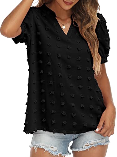 V Neck Puff Short Sleeve Ladies Top - Image 16