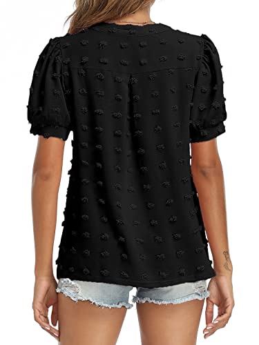 V Neck Puff Short Sleeve Ladies Top - Image 20