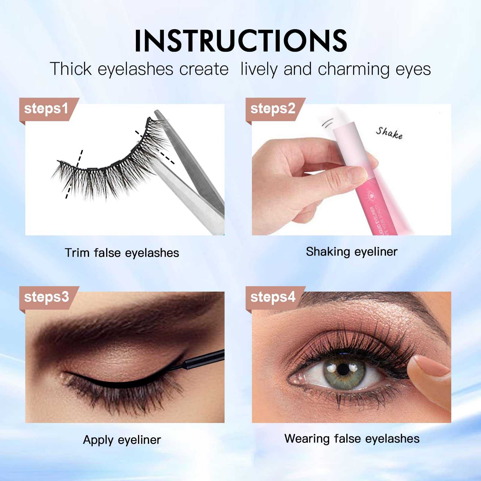 Waterproof 3D Magnetic Eyelashes with Eyeliner - Image 4