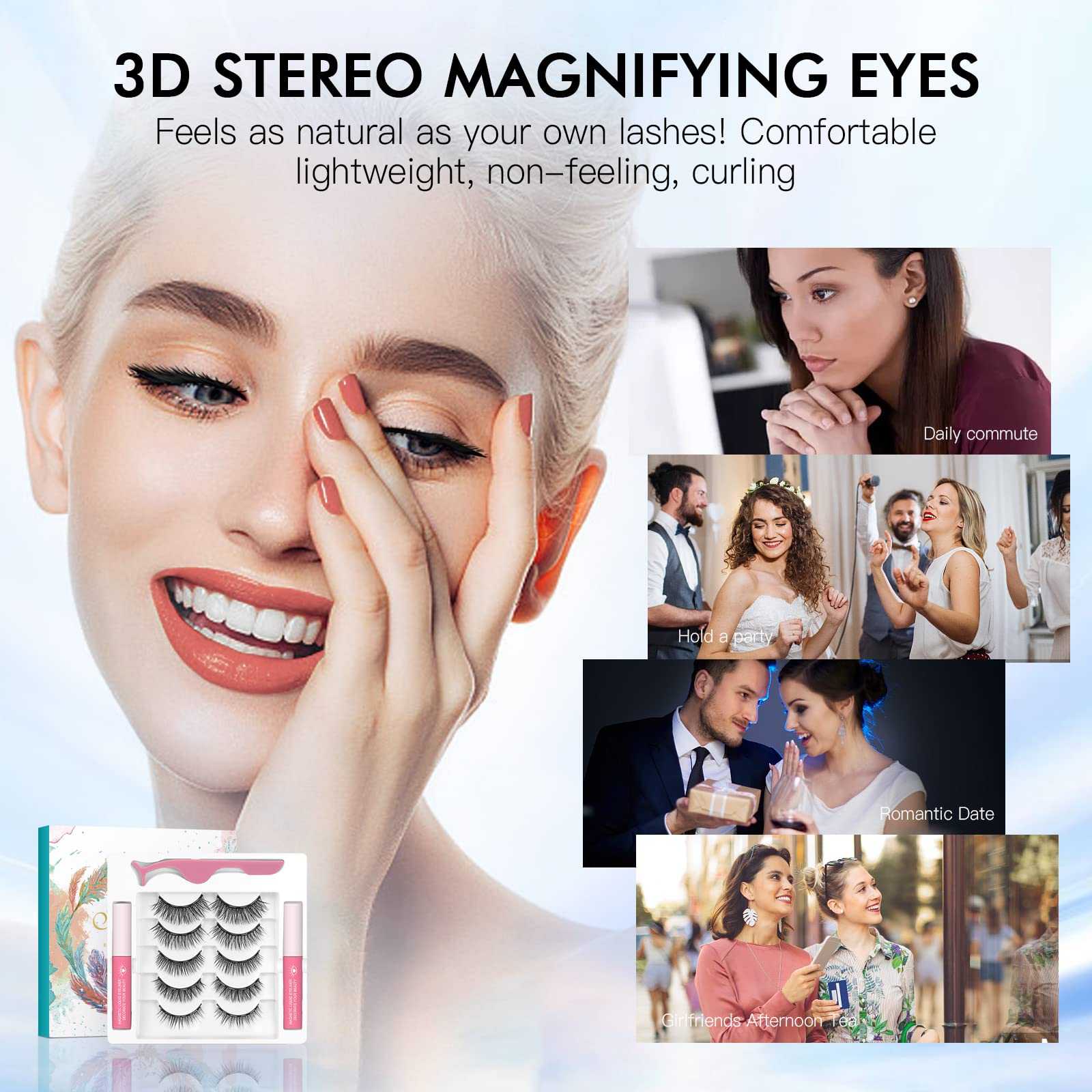 Waterproof 3D Magnetic Eyelashes with Eyeliner - Image 6