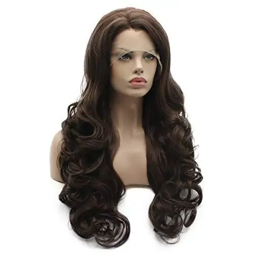 Wavy Ash Brown Hand Tied Heat Resistant Lace Front Wig - Image 2