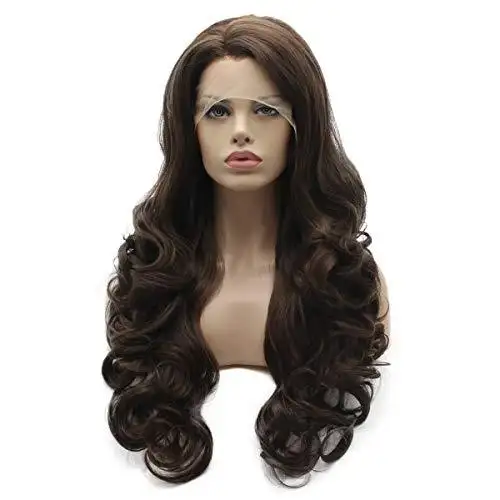 Wavy Ash Brown Hand Tied Heat Resistant Lace Front Wig - Image 3