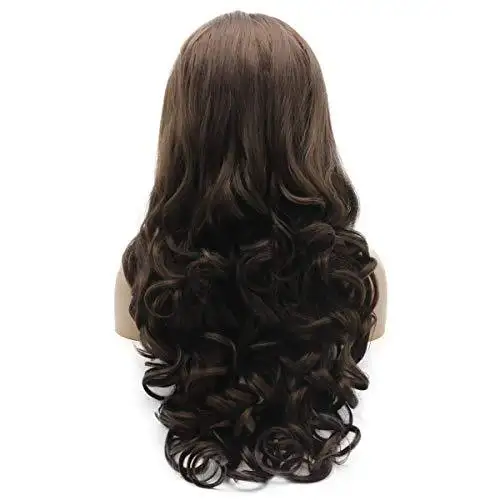 Wavy Ash Brown Hand Tied Heat Resistant Lace Front Wig - Image 4