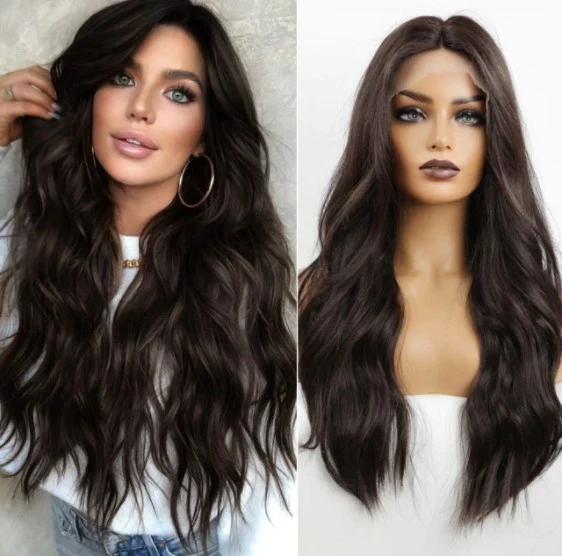 Wavy Chocolate Brown Lace Front Wig - Image 3