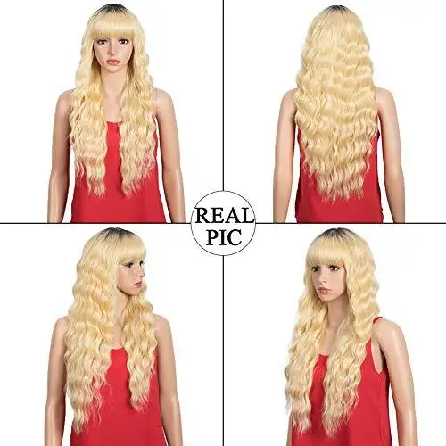 Wavy Hair Wig with Bangs - Image 16