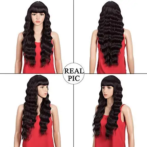 Wavy Hair Wig with Bangs - Image 22