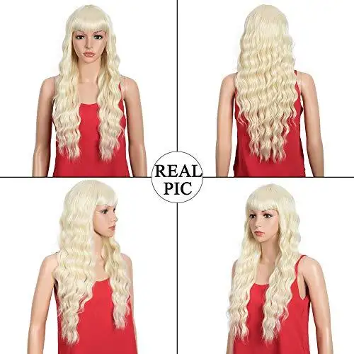 Wavy Hair Wig with Bangs - Image 28