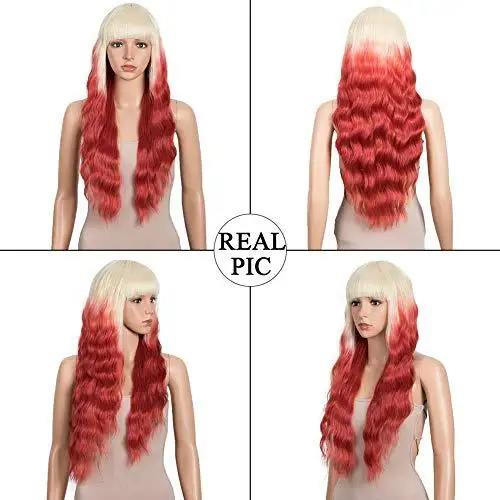 Wavy Hair Wig with Bangs - Image 34