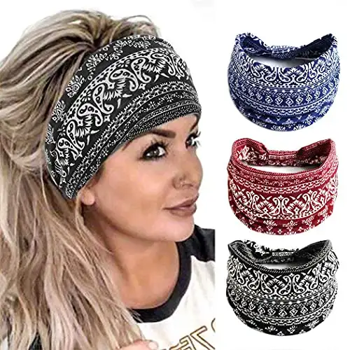 Wide Boho Bandeau Stretch Headbands 3 Pack - Image 16