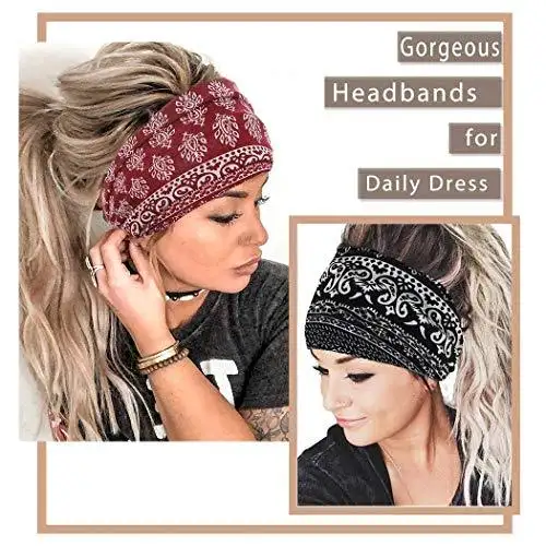 Wide Boho Bandeau Stretch Headbands 3 Pack - Image 19