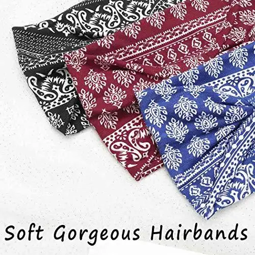 Wide Boho Bandeau Stretch Headbands 3 Pack - Image 20