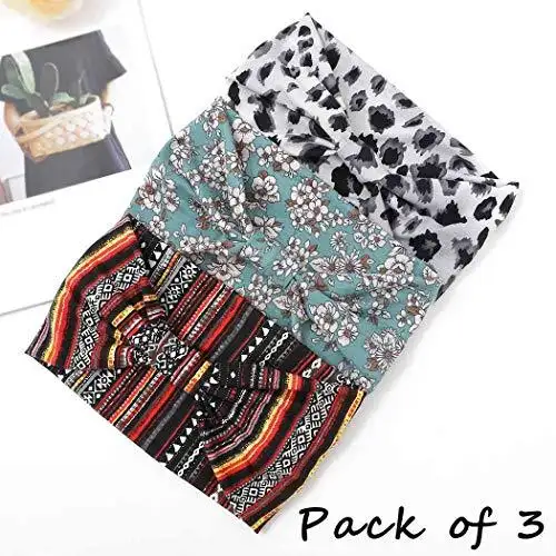 Wide Boho Bandeau Stretch Headbands 3 Pack - Image 23