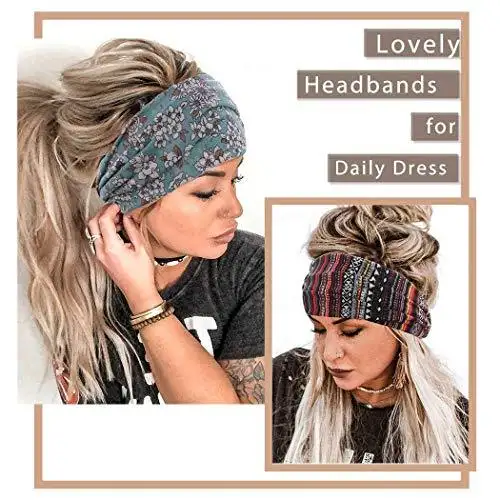 Wide Boho Bandeau Stretch Headbands 3 Pack - Image 25