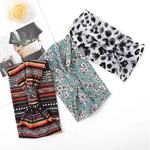 Wide Boho Bandeau Stretch Headbands 3 Pack - Image 28