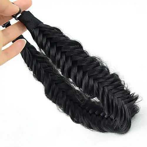 Wide Fishtail  Braided Headband Elastic Stretch Hairpiece - Image 32