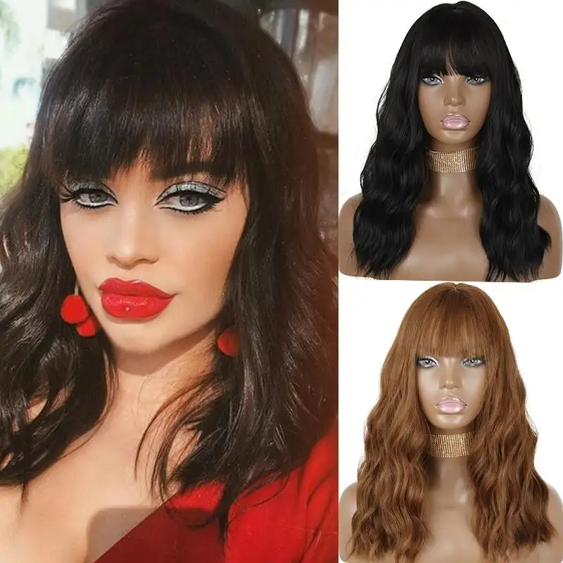 Zuria Medium Wavy Synthetic Wig With Bangs - Image 2